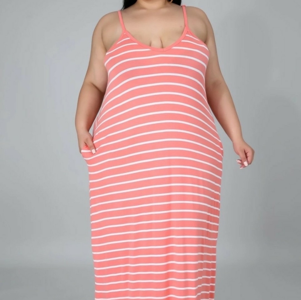 Coral Plus Size Cami Inspired Maxi Dress